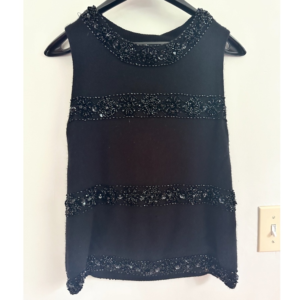 J. Crew Black Cashmere Jeweled Blouse, Size XS